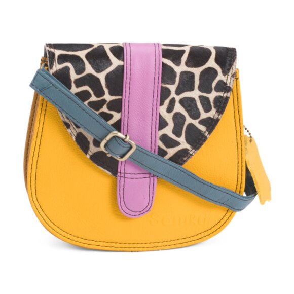 SORUKA Leather Ferrara Animal Print Crossbody - Picture 1 of 4